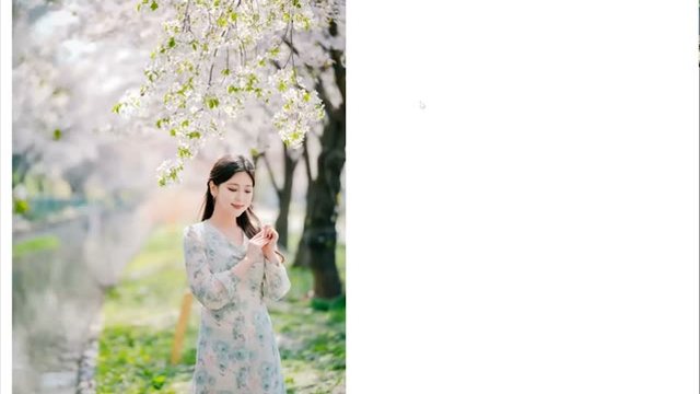 벚꽃을 배경으로 인물이 분리되어 보이는 사진